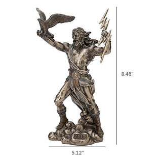 Zeus Thunderbolt Strike Cold Cast Bronze Resin Statue