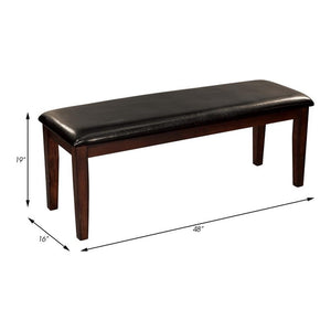 48-Inch Upholstered Dining Bench — Cherry Wood Frame