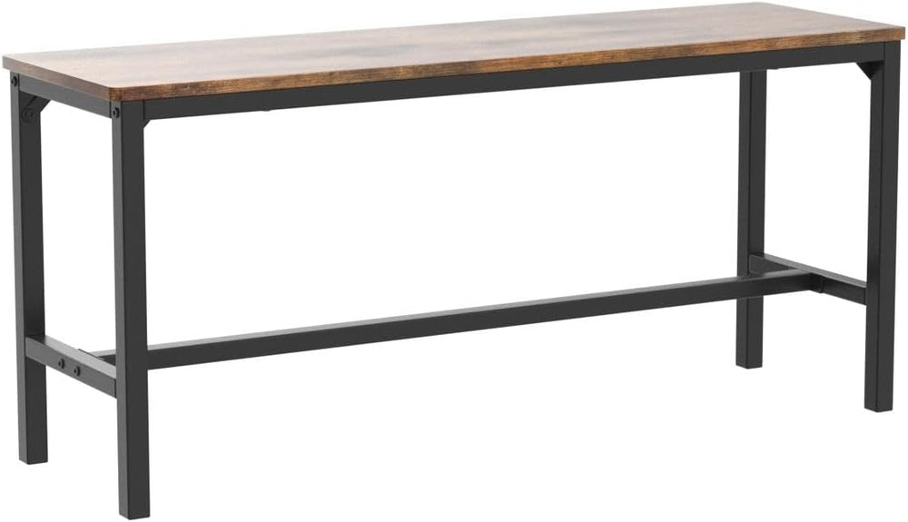 Industrial Dining Bench Set of 2 — Rustic Brown & Black