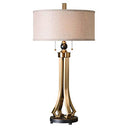 2-Light Brushed Brass Table Lamp