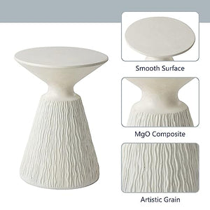 Mushroom Side Table Outdoor MgO Accent Table Round Patio End Table