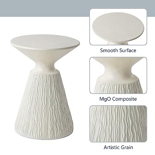 Mushroom Side Table Outdoor MgO Accent Table Round Patio End Table