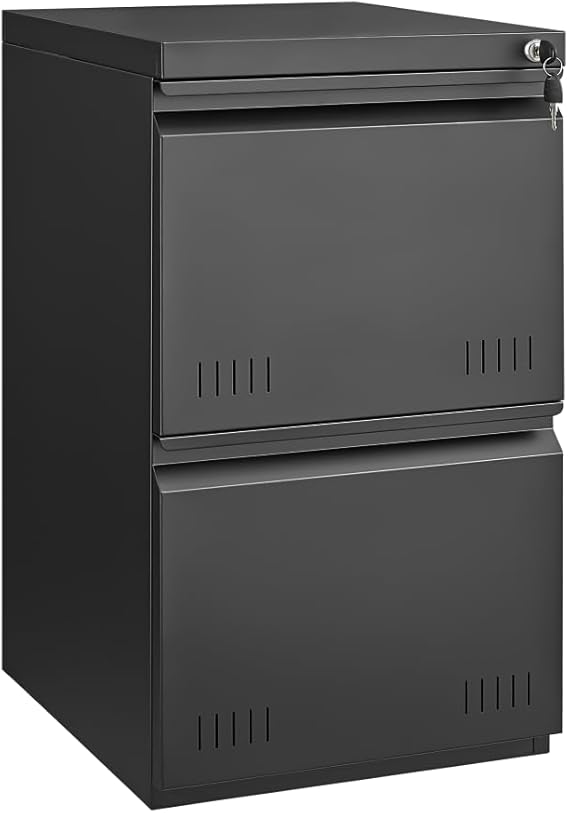 Metal Lateral File Cabinet with Lock – 2-Drawer Home Office Filing Cabinet