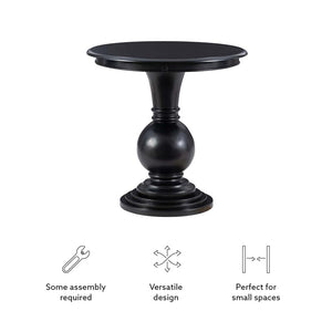 Round Pedestal Accent End Table in Jet Black