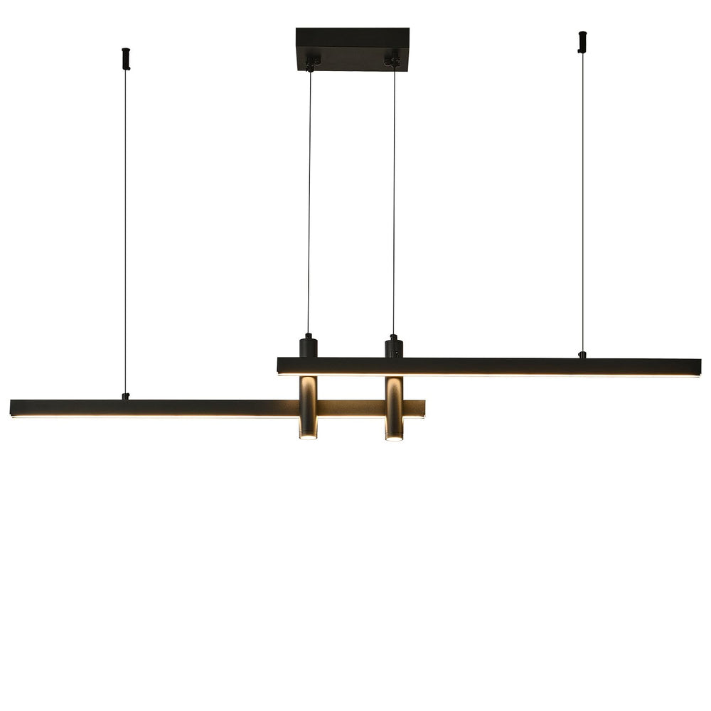 Modern Black Linear LED Pendant Light with Remote Control