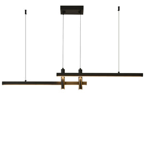 Modern Black Linear LED Pendant Light with Remote Control