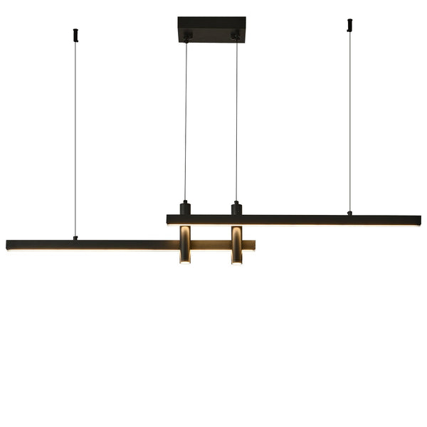 Modern Black Linear LED Pendant Light with Remote Control