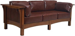 Mission Style Sofa – Solid Quarter Sawn White Oak & Leather Cushions