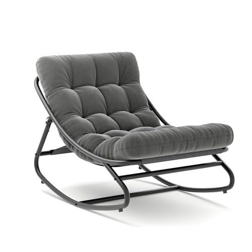 Outdoor Metal Rocking Chair with Thick Cushion – 450 lbs Capacity