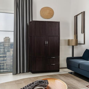 Wardrobe Storage Cabinet with Drawers and Hanging Rail