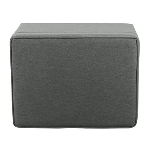 Grey Storage Ottoman with Hinged Lid & Wood Legs