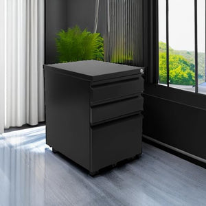 3-Drawer Rolling File Cabinet with Lock and Wheels