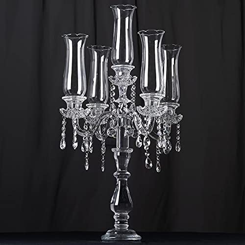 32-Inch Clear Crystal Glass Candelabra Taper Candle Holder