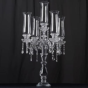 32-Inch Clear Crystal Glass Candelabra Taper Candle Holder