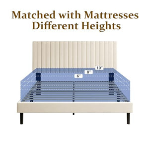 Queen Size Velvet Upholstered Platform Bed Frame