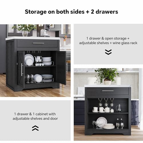 Kitchen Island with Extendable Dining Table & Storage