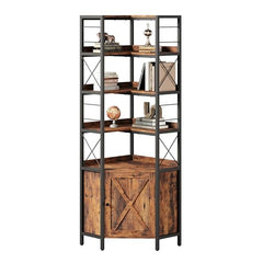 5-Tier Corner Bookshelf with Doors