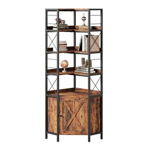 5-Tier Corner Bookshelf with Doors