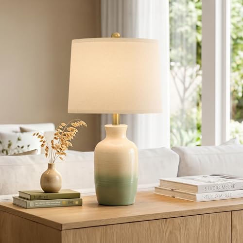 24" Farmhouse Table Lamp – Hand-Textured Ceramic Ombre