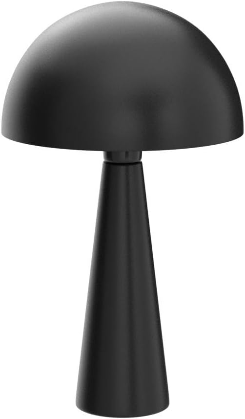 Mushroom Table Lamp 16" | Matte Black Metal Accent Light