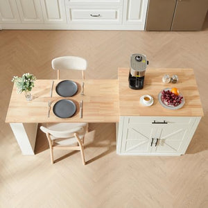 Extendable Kitchen Island with Dining Table & Storage