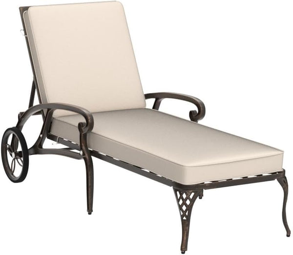 Aluminum Outdoor Chaise Lounge Chair with Wheels & Adjustable Backrest