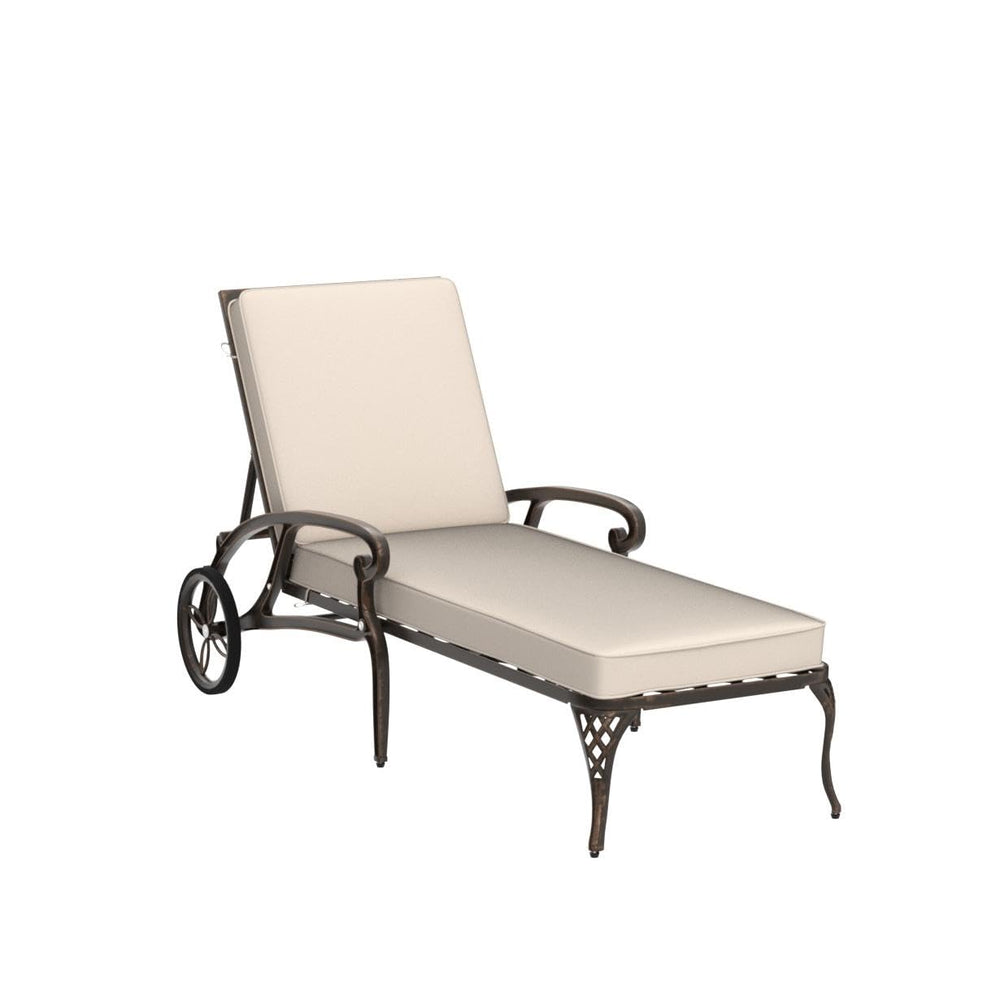 Aluminum Outdoor Chaise Lounge Chair with Wheels & Adjustable Backrest