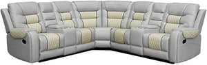 L-Shaped Manual Recliner Sectional Sofa with Chaise Lounge