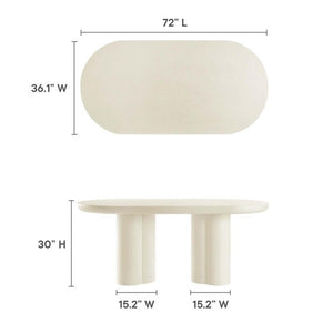 Modway EEI-6764-WHI Caspian 72" Oval Concrete Dining Table, White