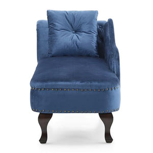 Mid-Century Velvet Chaise Lounge with Scrolled Backrest