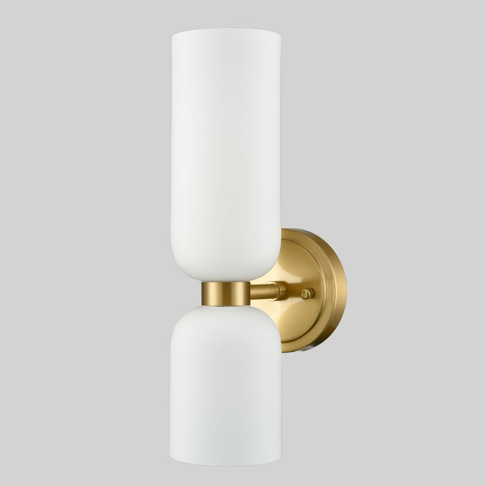 Modern 2-Light Wall Sconce Set of 2 with Milky White Glass Shade