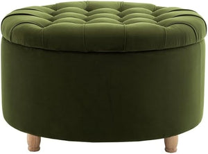 Round Storage Ottoman with Lift-Off Lid – 28 Inch