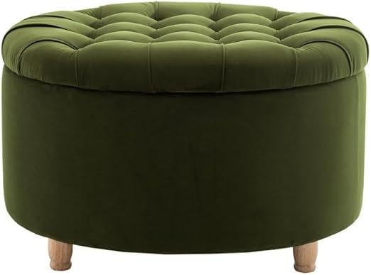 Round Storage Ottoman with Lift-Off Lid – 28 Inch