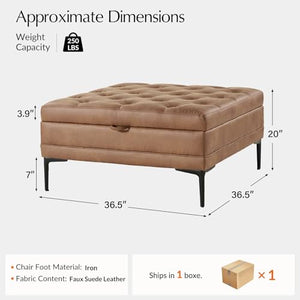 Square Storage Ottoman Coffee Table with Lift Top & Metal Legs
