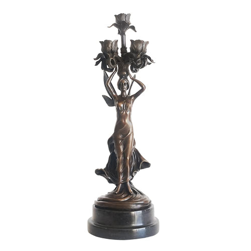 5-Arm Angel Candelabra – Bronze Copper Candlestick Holder