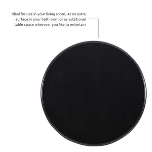 Round Pedestal Accent End Table in Jet Black