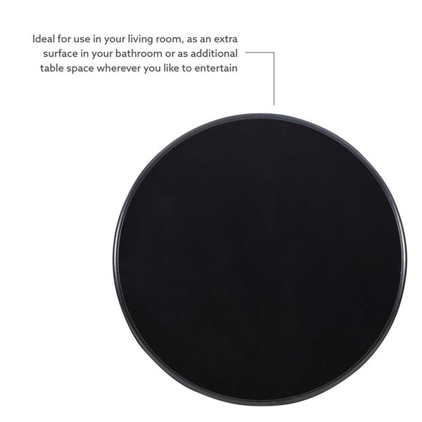 Round Pedestal Accent End Table in Jet Black