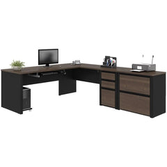 5-Piece L-Shaped Office Desk Set with Lateral Filing Cabinet