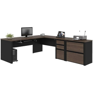 5-Piece L-Shaped Office Desk Set with Lateral Filing Cabinet