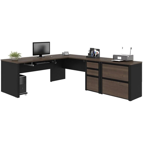 5-Piece L-Shaped Office Desk Set with Lateral Filing Cabinet