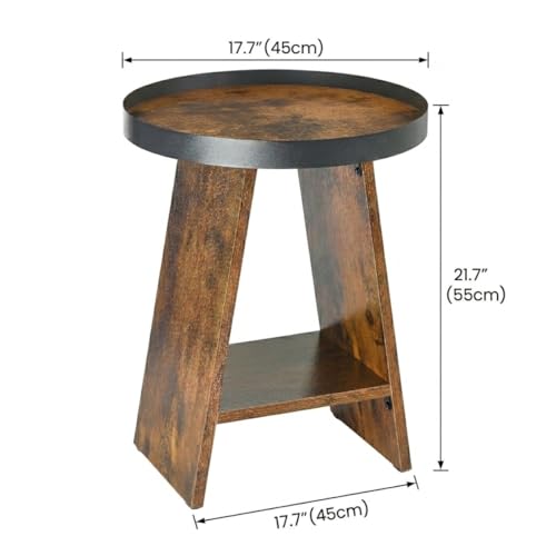 Round 2-Tier Side Table with Tray Top