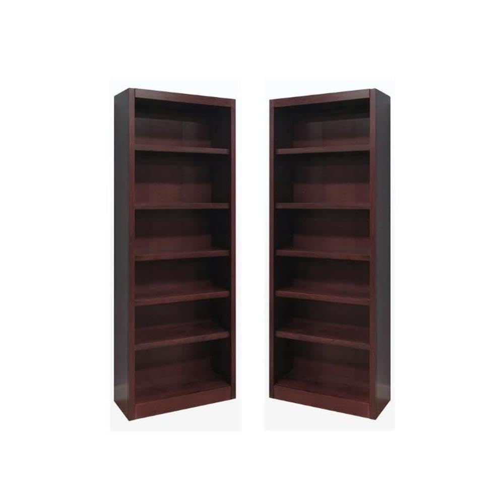 Solid Wood 84" Bookcase Set of 2 – 6-Shelf, Cherry
