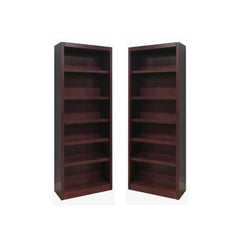 Solid Wood 84" Bookcase Set of 2 – 6-Shelf, Cherry
