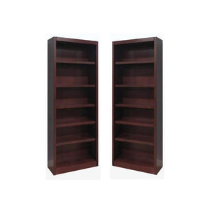 Solid Wood 84" Bookcase Set of 2 – 6-Shelf, Cherry