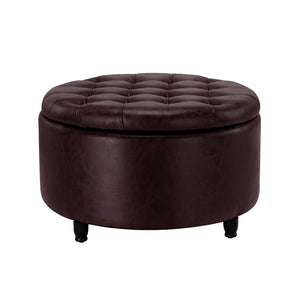 Round Storage Ottoman with Lift-Off Lid – 28 Inch