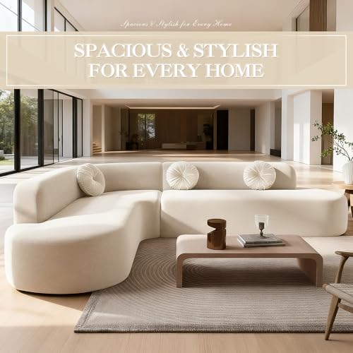 L-Shaped Curved Sectional Sofa – 4-Seater Deep Seat Corner Couch