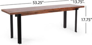 Modern Industrial Dining Bench – Mango Wood & Iron