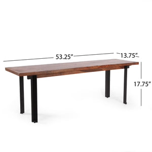 Modern Industrial Dining Bench – Mango Wood & Iron