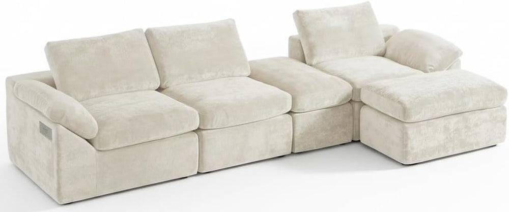 108" U-Shape Modular Sectional Sofa with Ottoman