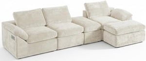 108" U-Shape Modular Sectional Sofa with Ottoman